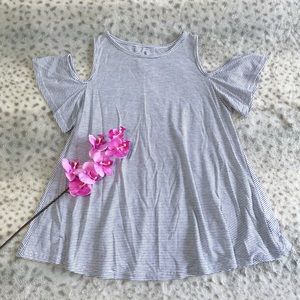 Striped Cold Shoulder Top
